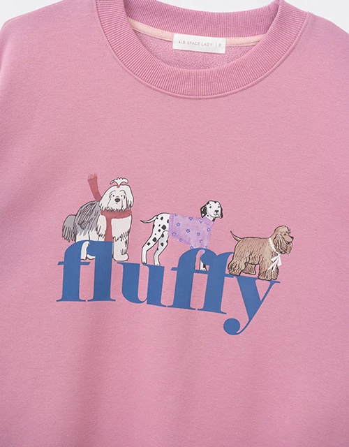 內刷毛手繪狗狗大學TEE