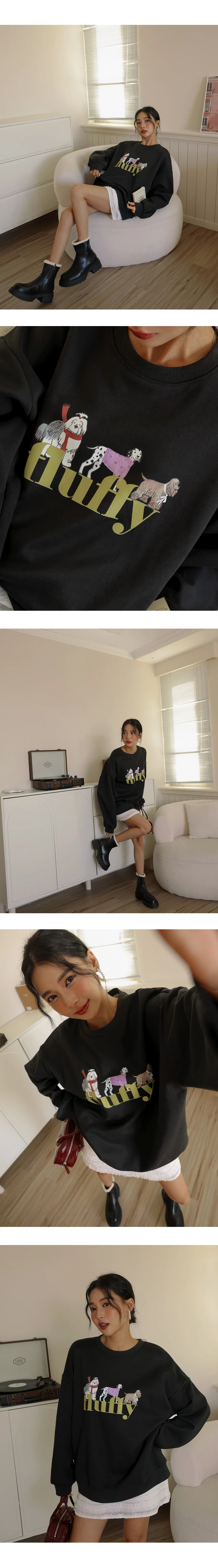 內刷毛手繪狗狗大學TEE