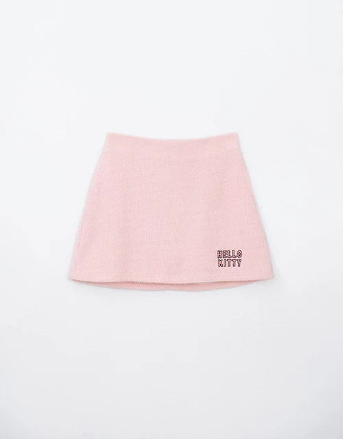 【Hello Kitty聯名】刺繡絨毛A字短裙