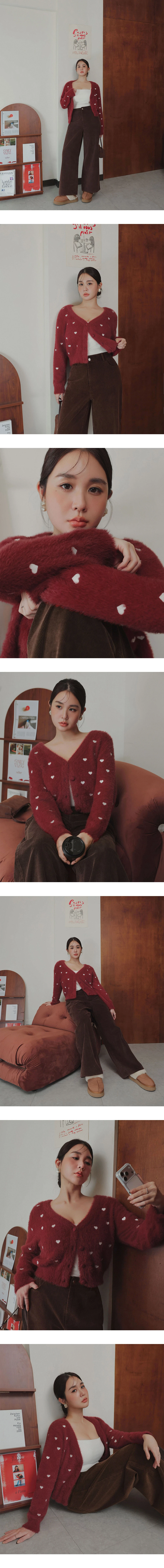 Mohair Heart Embroidered Buttoned Cardigan Mohair Heart Embroidered Buttoned Cardigan