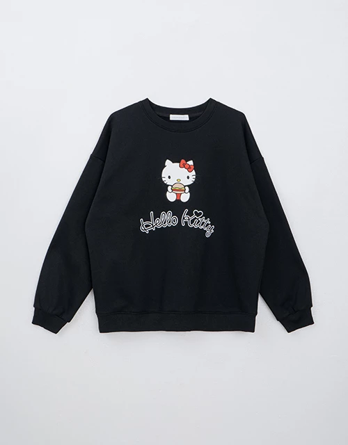 【Hello Kitty聯名】內刷毛刺繡寬版大學TEE