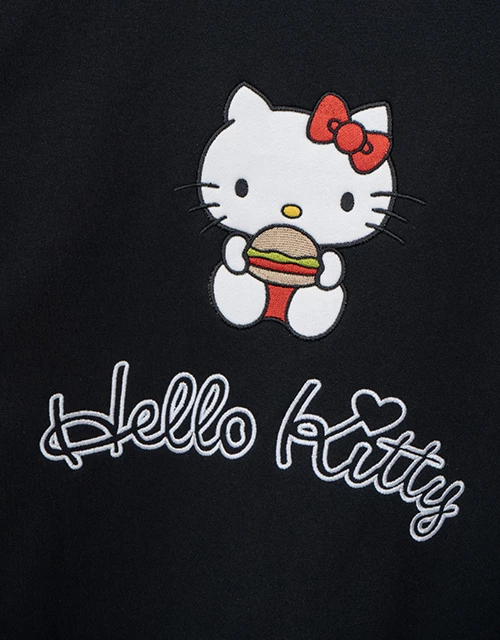 【Hello Kitty聯名】內刷毛刺繡寬版大學TEE