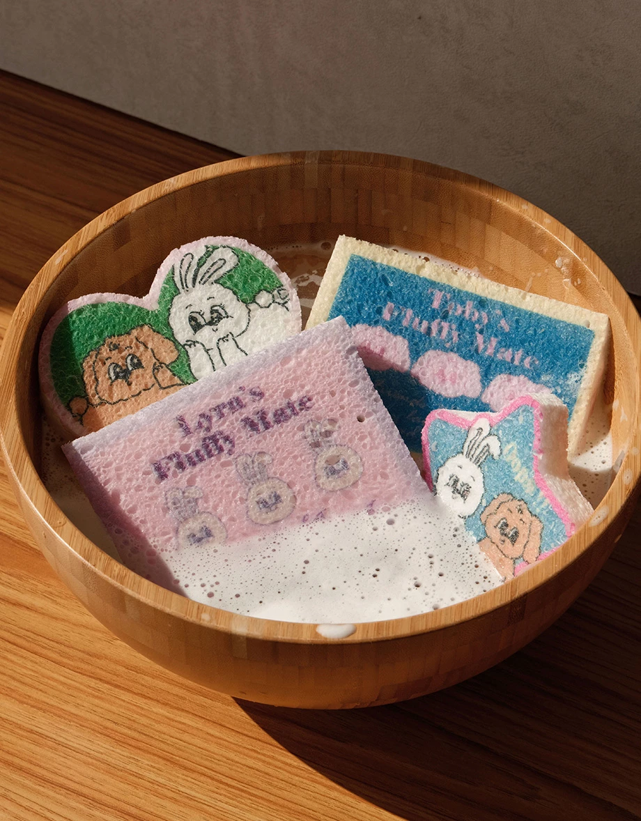 【Lyra & Toby】Colorful Printed Compressed Cleaning Sponge Set (4pcs)