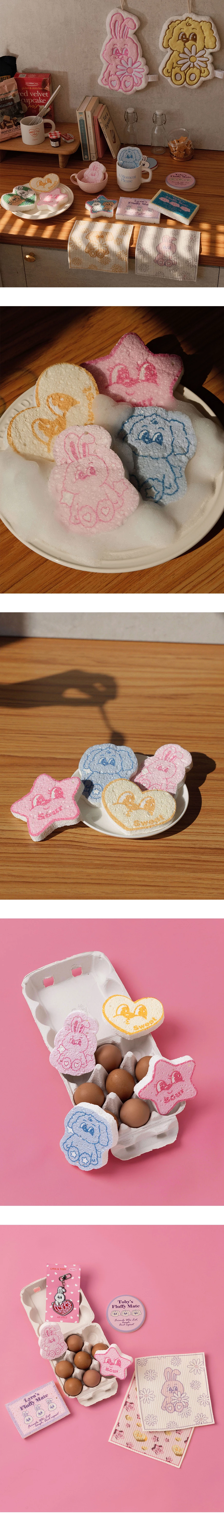 【Lyra & Toby】Soft Color Printed Compressed Cleaning Sponge Set (4pcs)