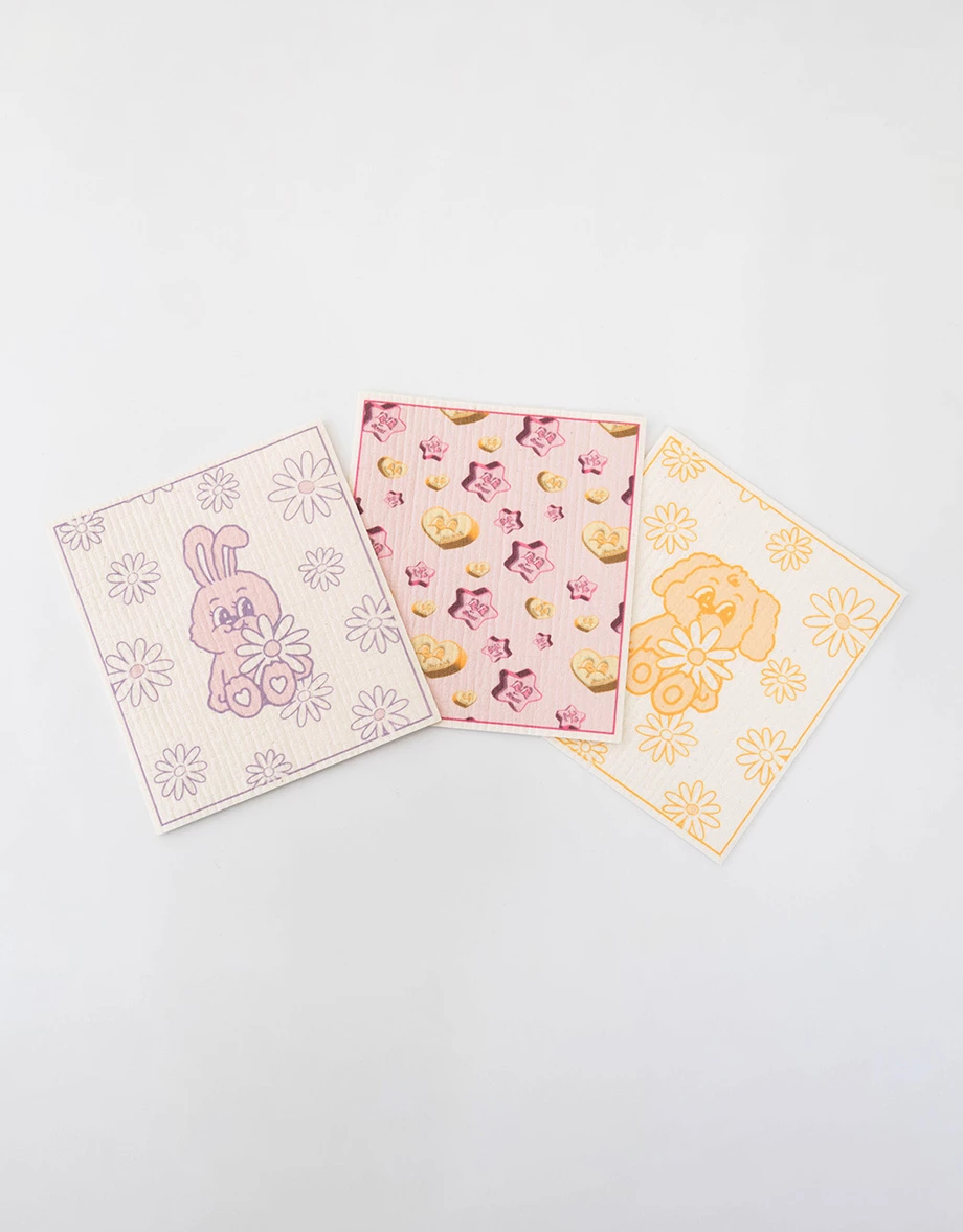 【Lyra & Toby】Color Printed Color Splash Cellulose Cleaning Towels Set (3pcs)