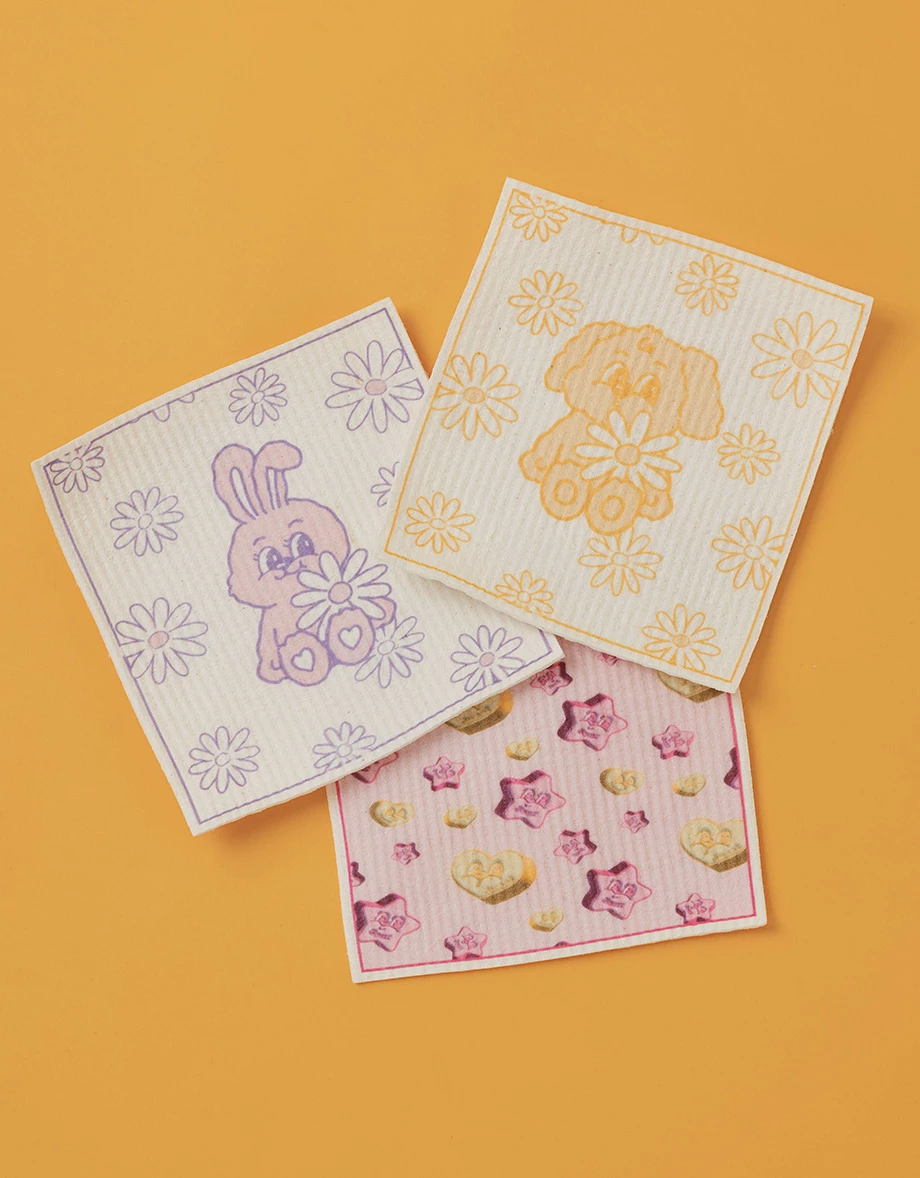 【Lyra & Toby】Color Printed Color Splash Cellulose Cleaning Towels Set (3pcs)
