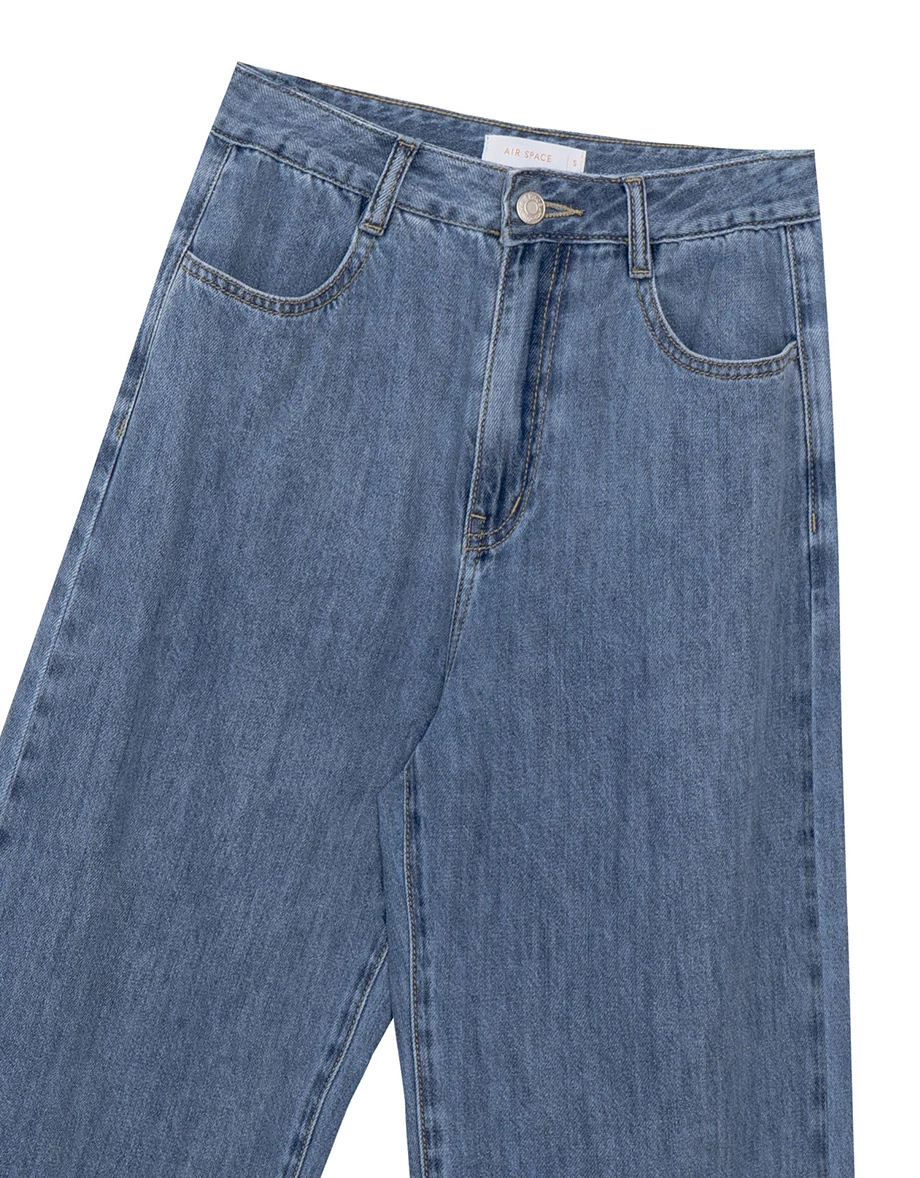 Seluar Denim Lurus Pinggang Tinggi Lembut 【Den!m LITE】D540