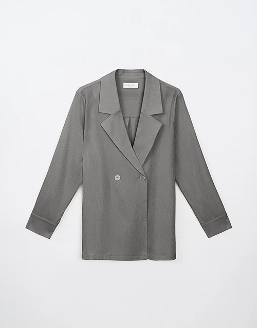 Wrinkled Feminine Wide Blazer Jacket