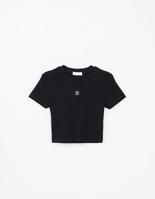 品牌LOGO羅紋短版上衣
