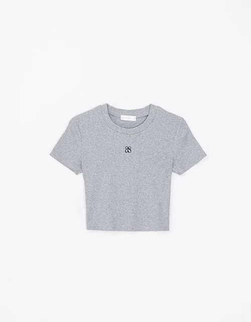 品牌LOGO羅紋短版上衣