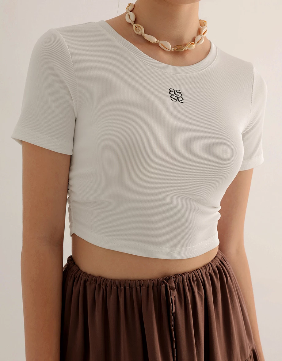 品牌LOGO短版羅紋TEE