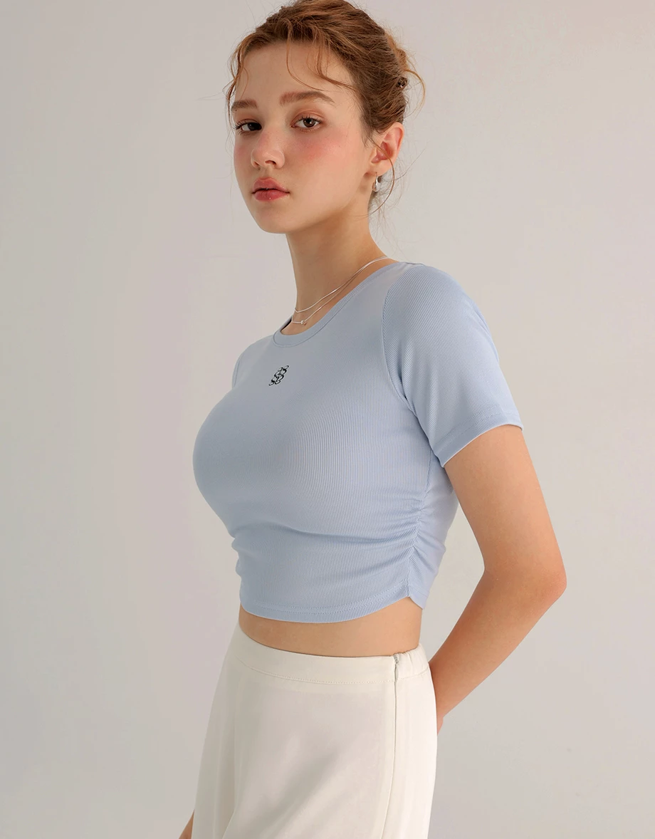 品牌LOGO短版羅紋TEE