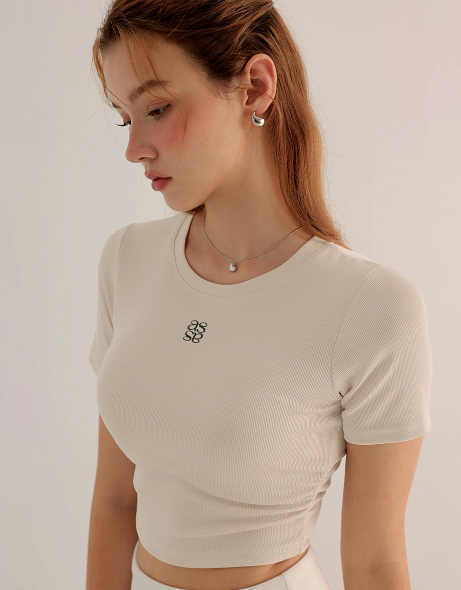 品牌LOGO短版羅紋TEE