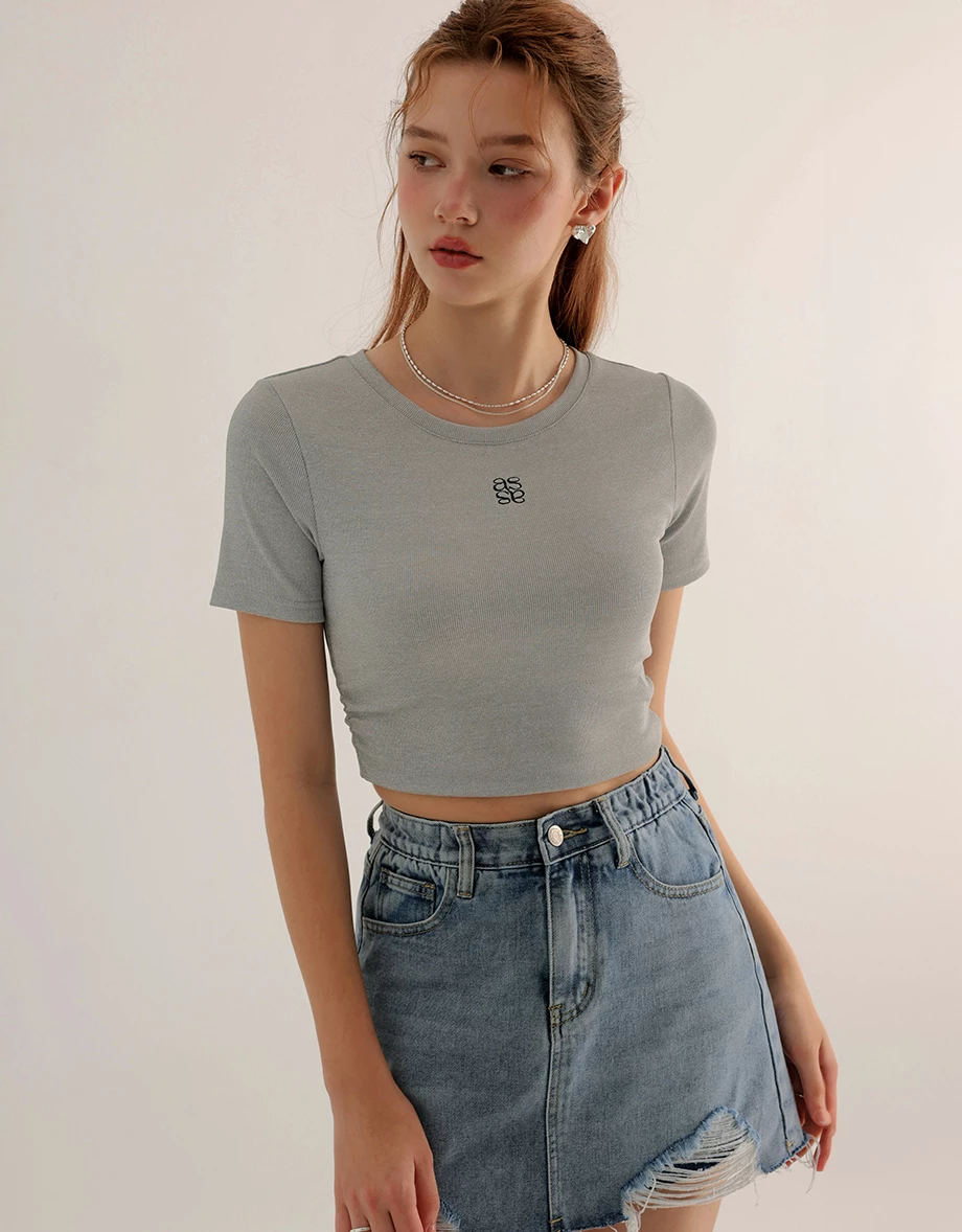 品牌LOGO短版羅紋TEE
