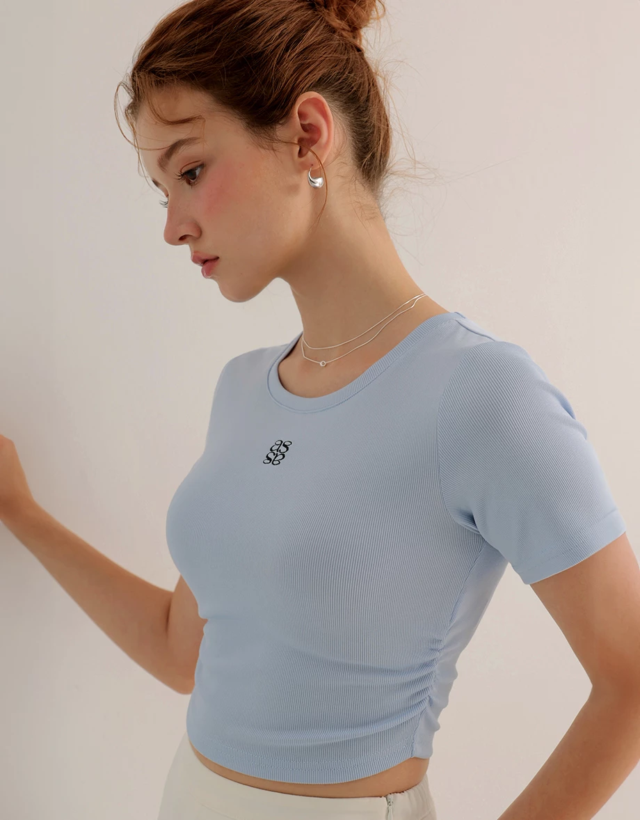 品牌LOGO短版羅紋TEE
