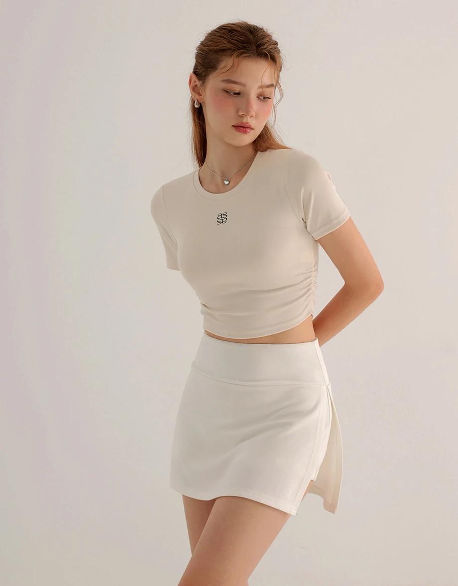 品牌LOGO短版羅紋TEE