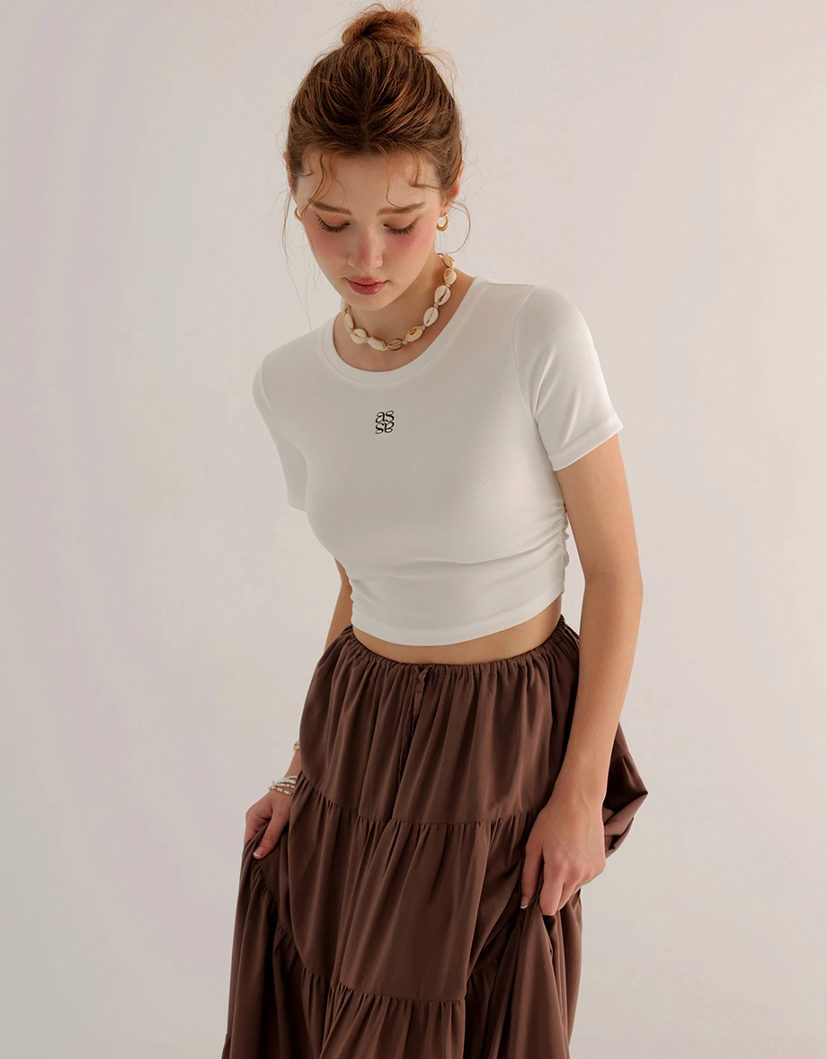 品牌LOGO短版羅紋TEE