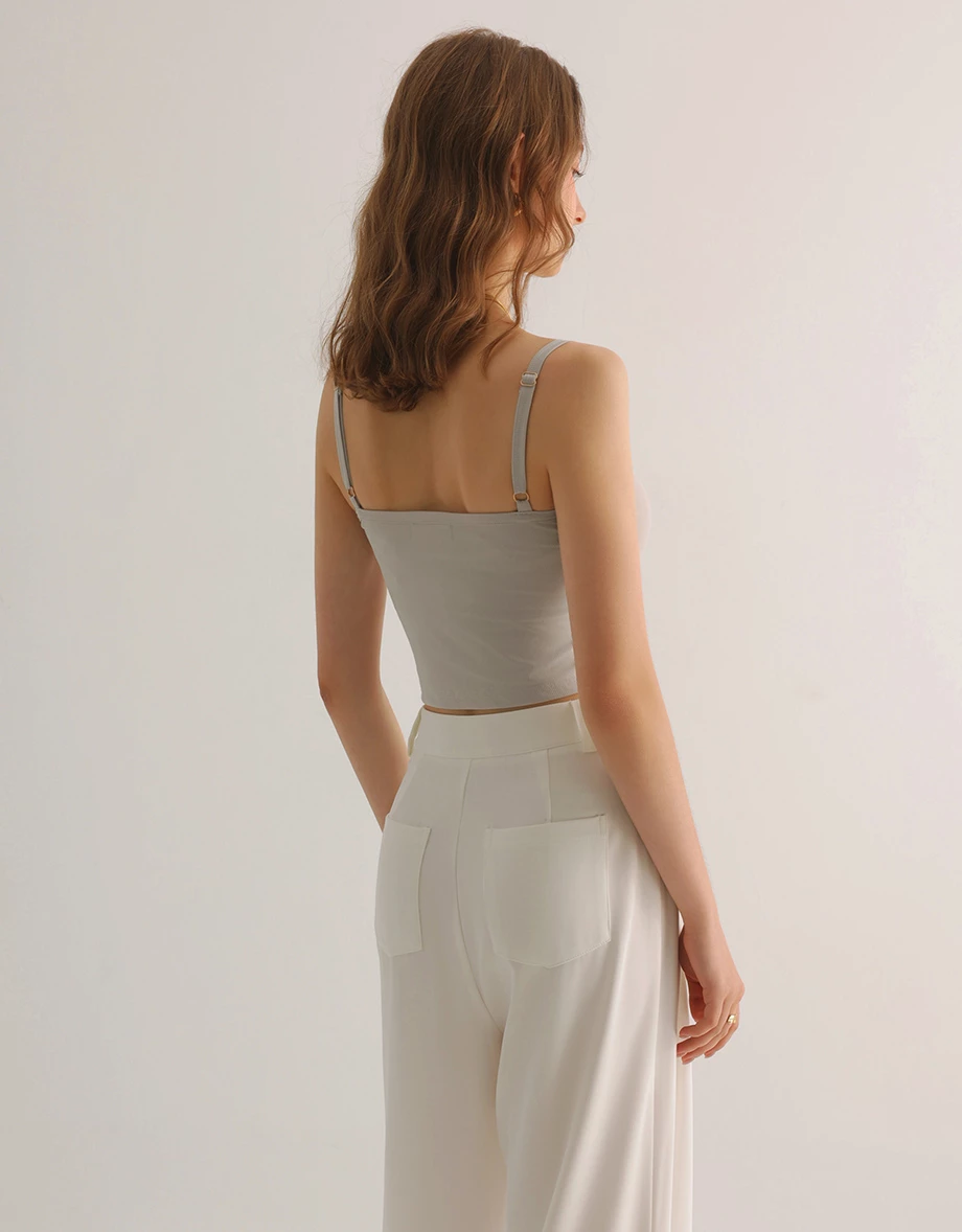 Cooling Fabric Crop Cami Bra Top with Gold Chain Detail