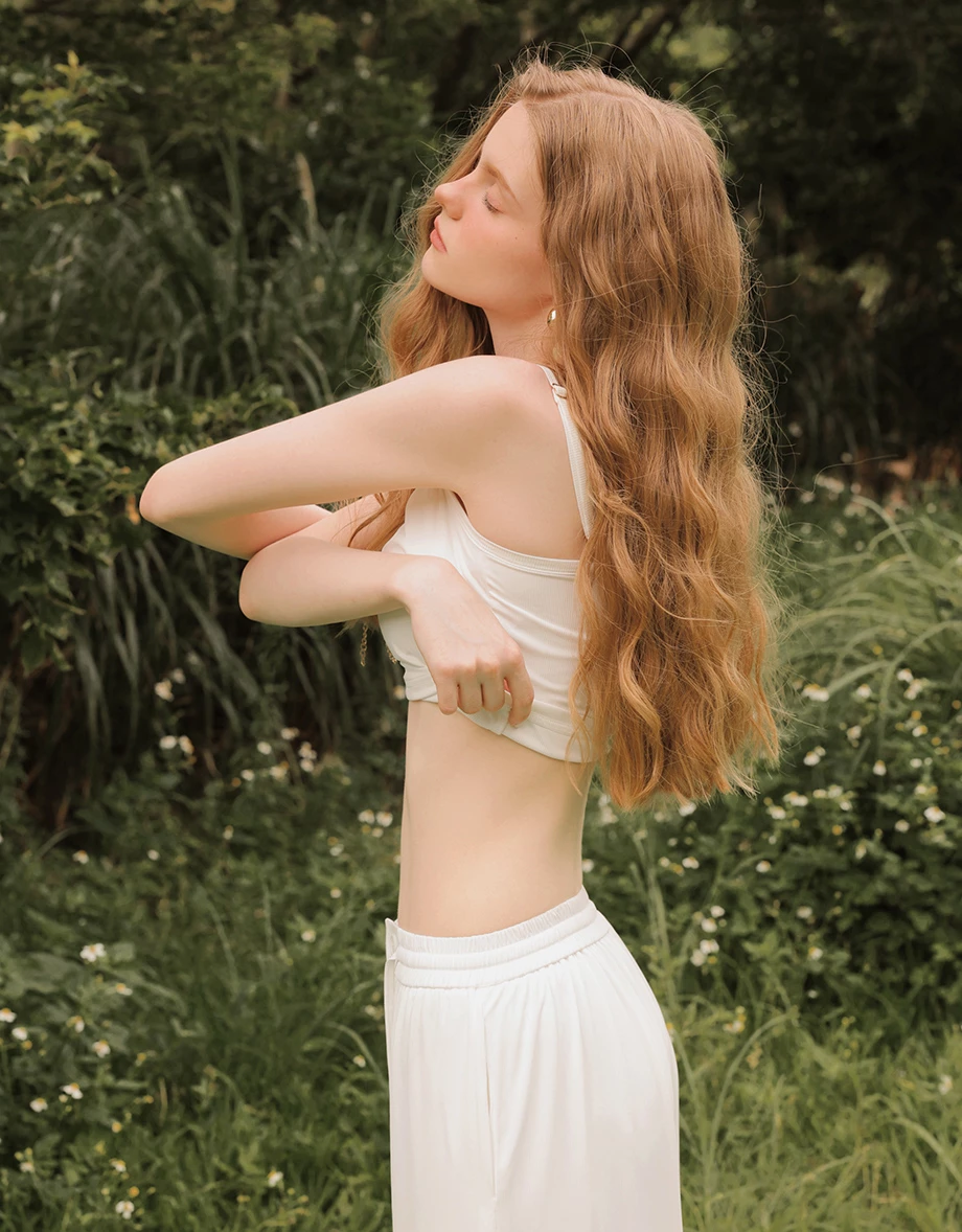 Cooling Fabric Crop Cami Bra Top with Gold Chain Detail