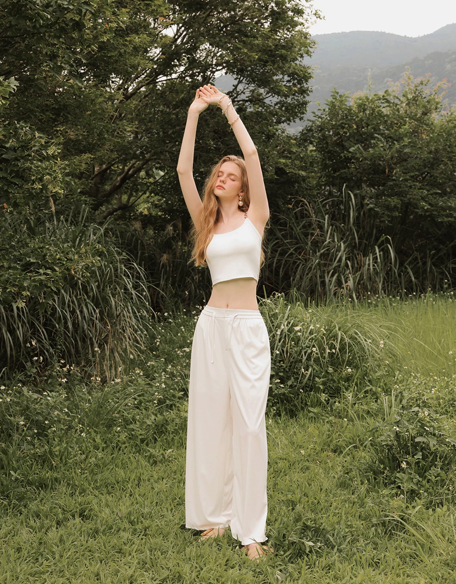 Cooling Fabric Crop Cami Bra Top with Gold Chain Detail
