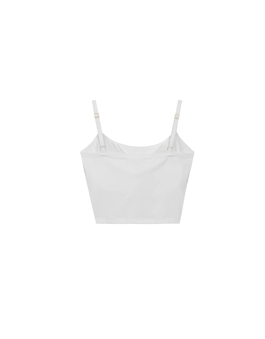 Cooling Fabric Crop Cami Bra Top with Gold Chain Detail