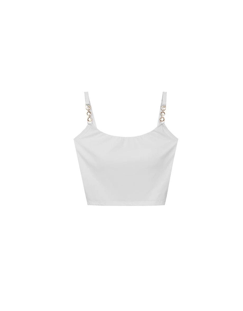 Cooling Fabric Crop Cami Bra Top with Gold Chain Detail
