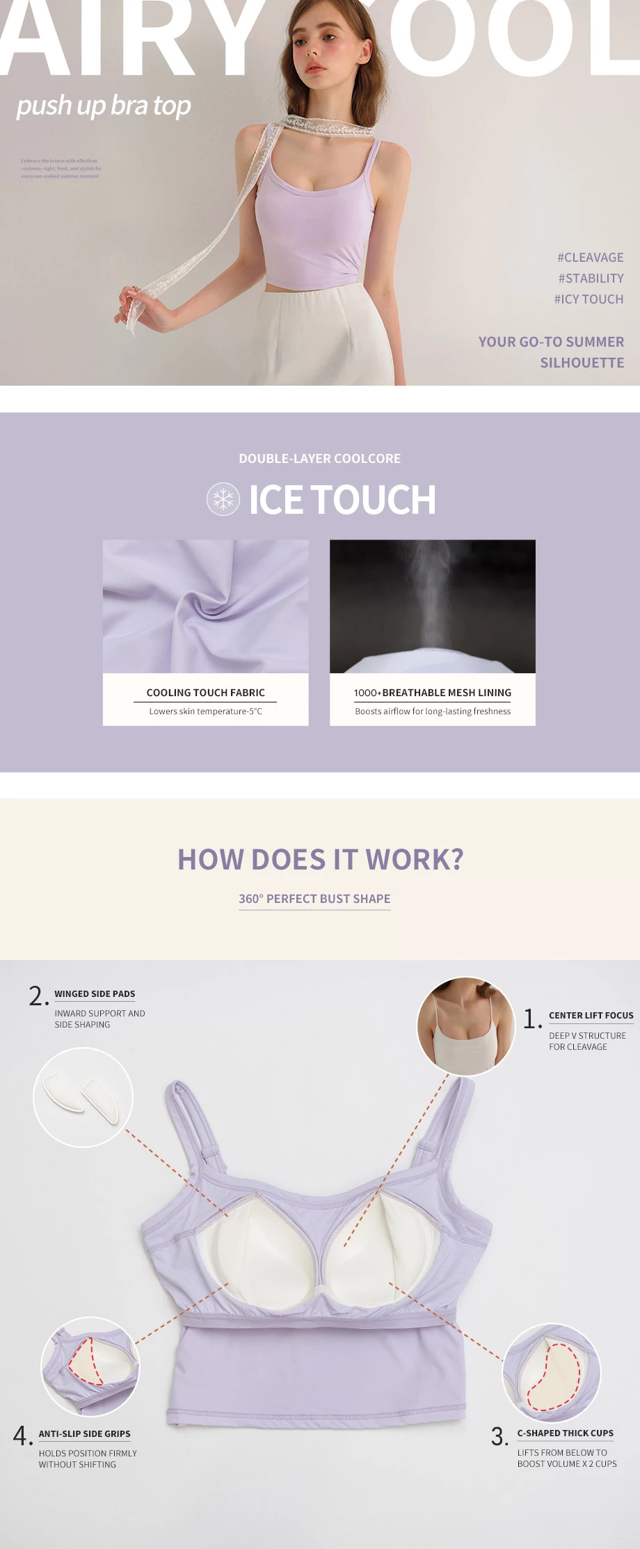 Basic Cooling Fabric Fitted Spaghetti Strap Camisole Bra Top