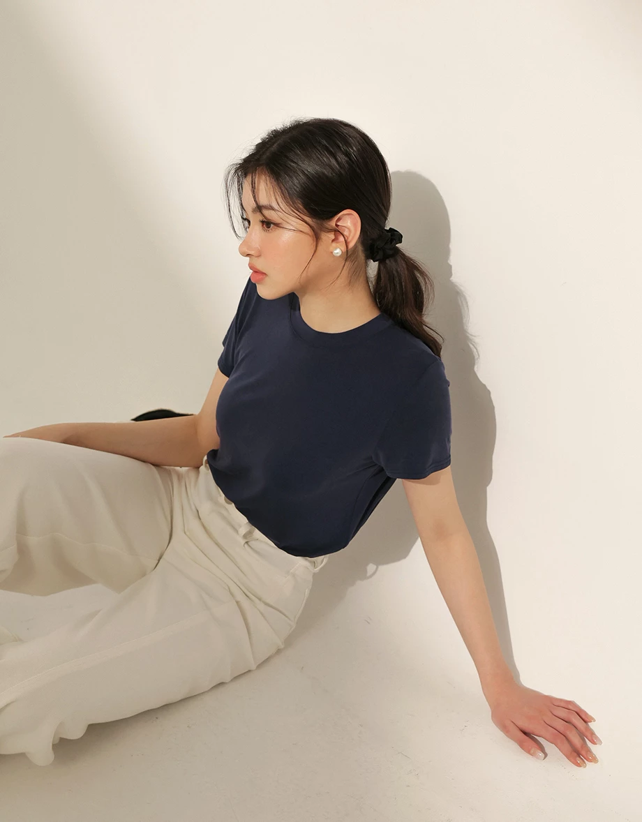 Soft-Touch Basic Crew Neck Top