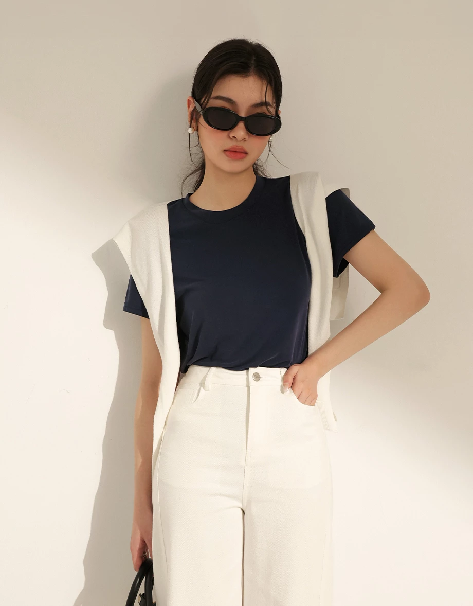 Soft-Touch Basic Crew Neck Top