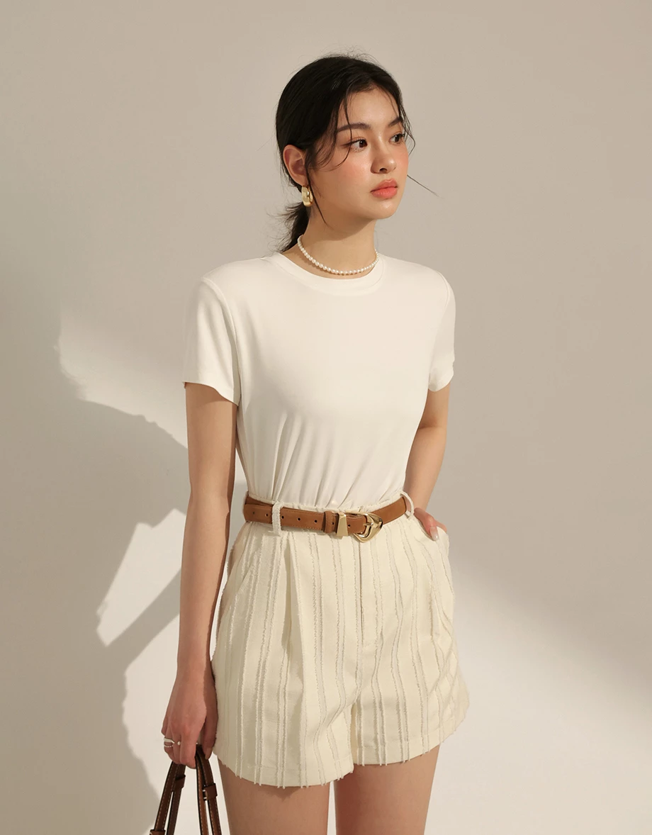 Soft-Touch Basic Crew Neck Top