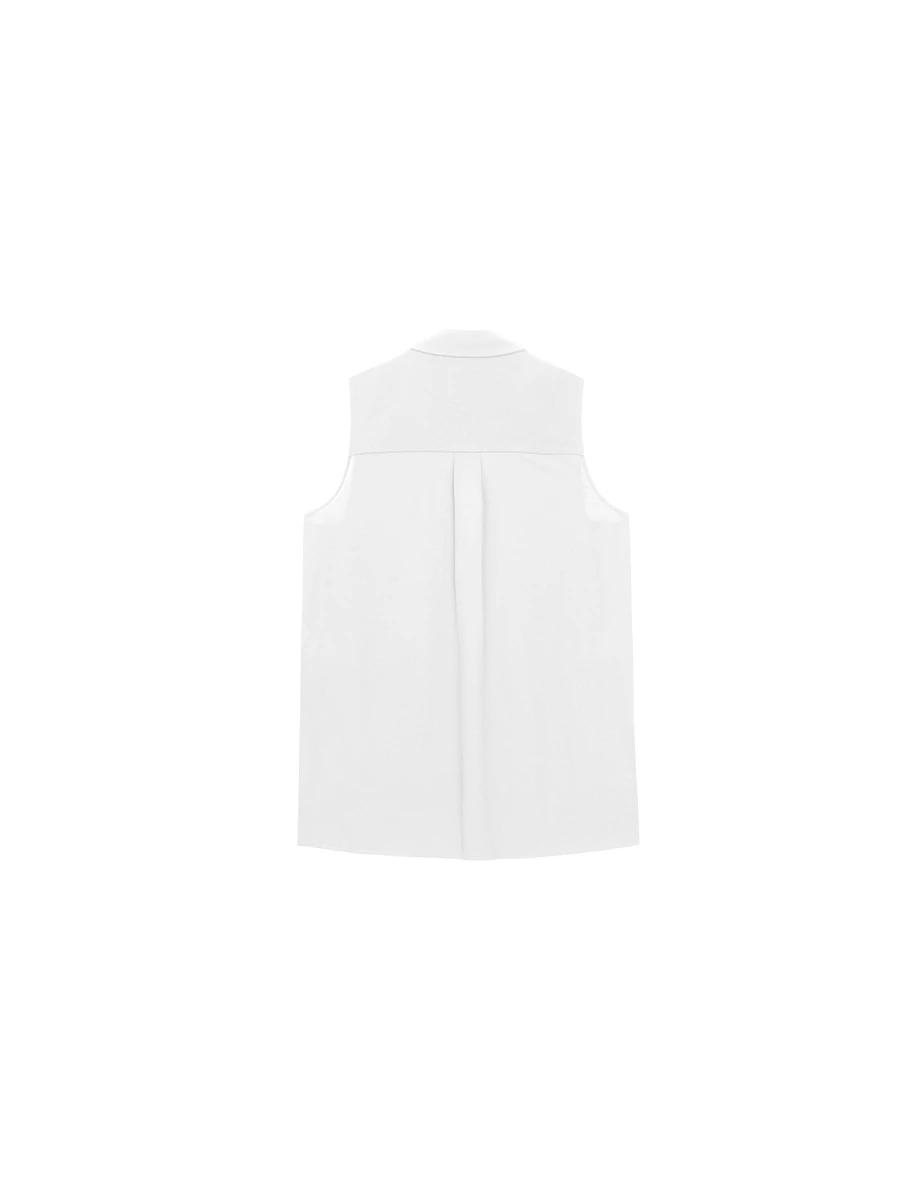 Chiffon-Panel Long Tailored Vest Chiffon-Panel Long Tailored Vest