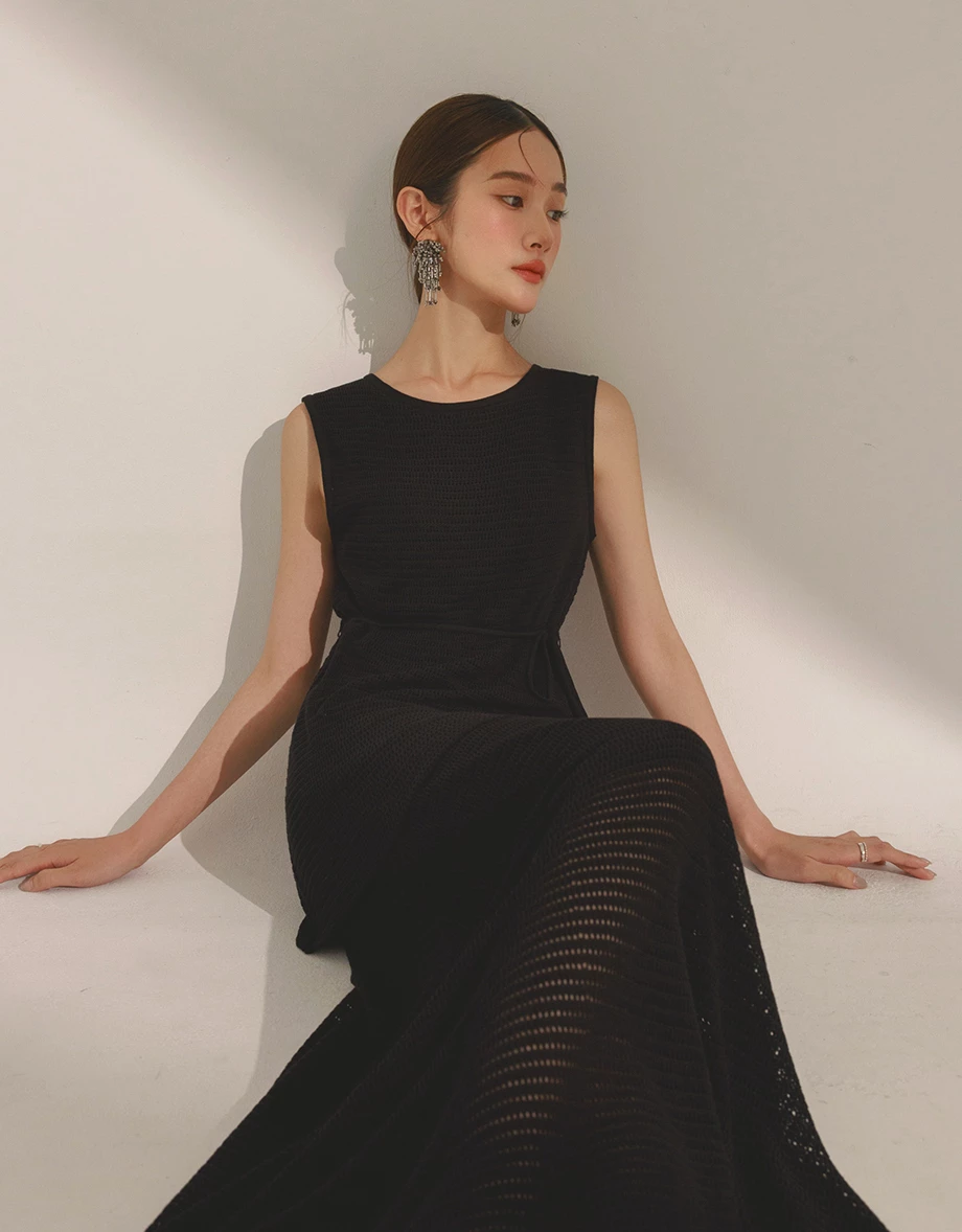 橫條紋針織魚尾長裙