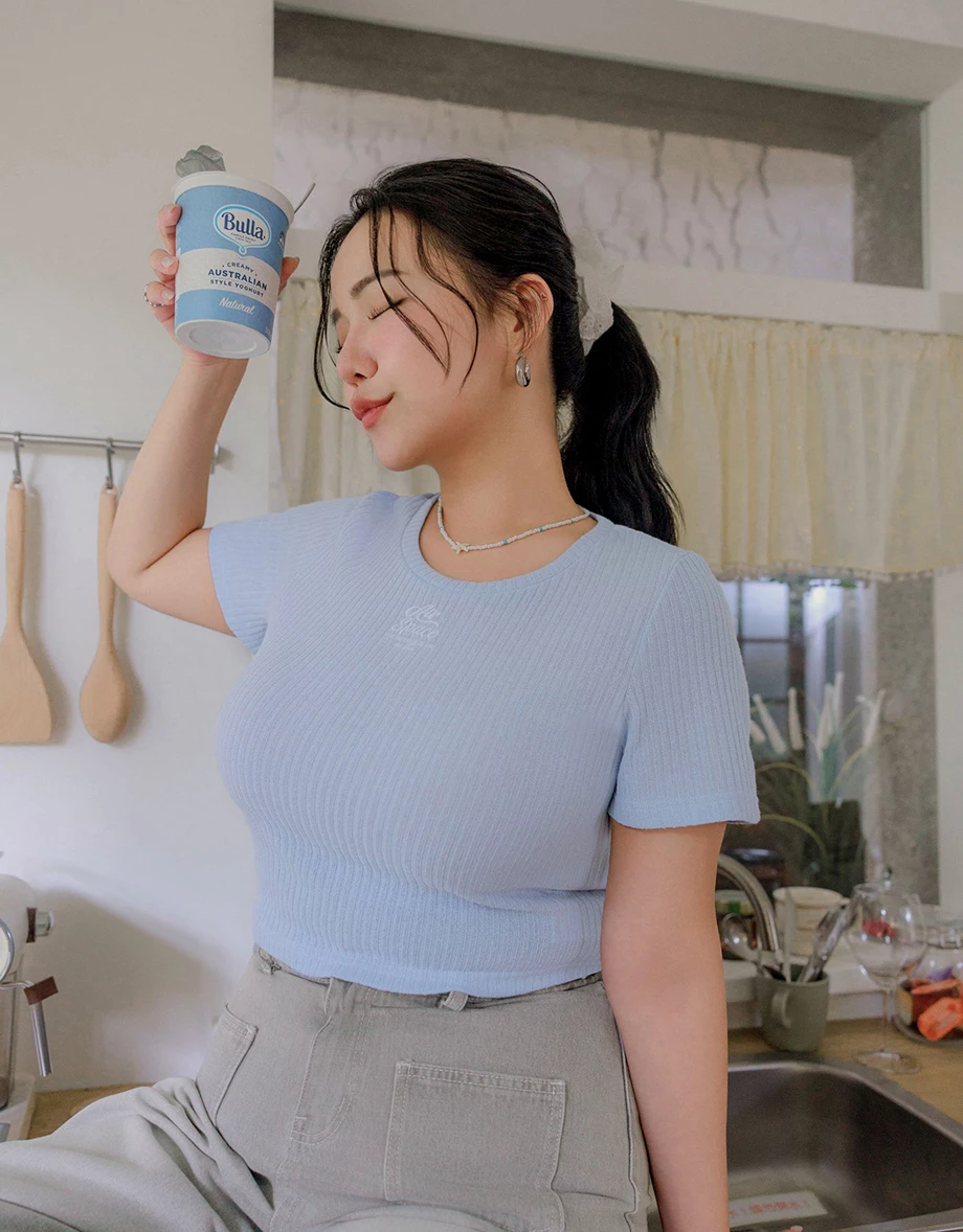 品牌LOGO刺繡羅紋上衣