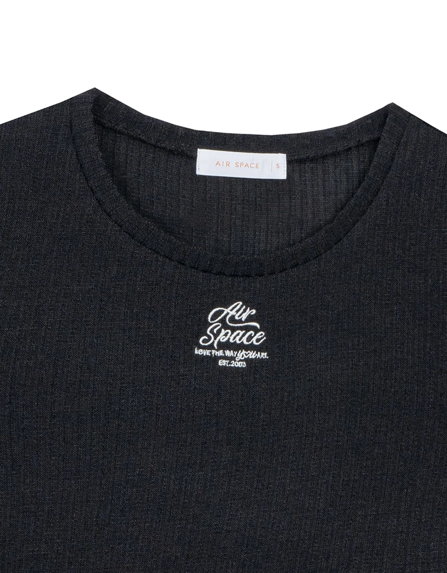 品牌LOGO刺繡羅紋上衣