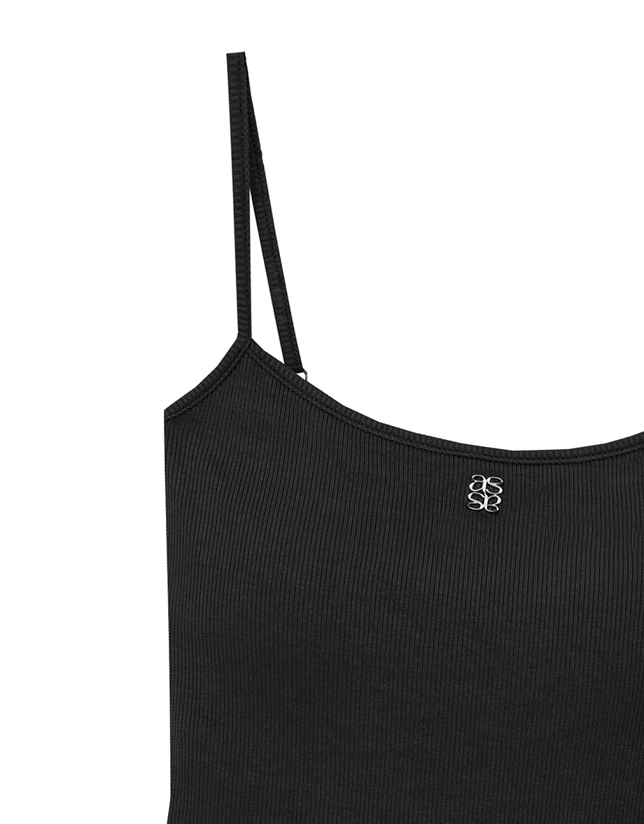 品牌LOGO細肩帶短版背心(附胸墊)