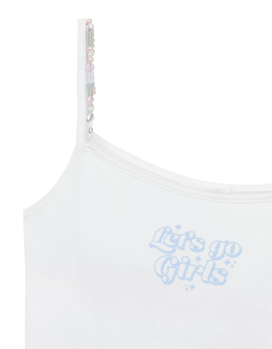 Let's go Girls 串珠細肩帶背心(附胸墊)
