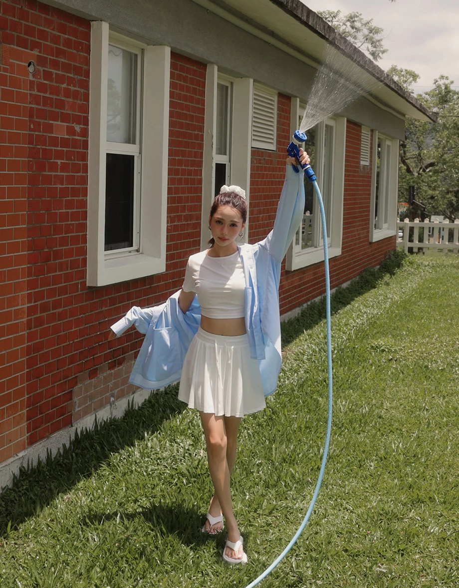 Cooling Fabric Open Back Ribbon Tie Crop Top