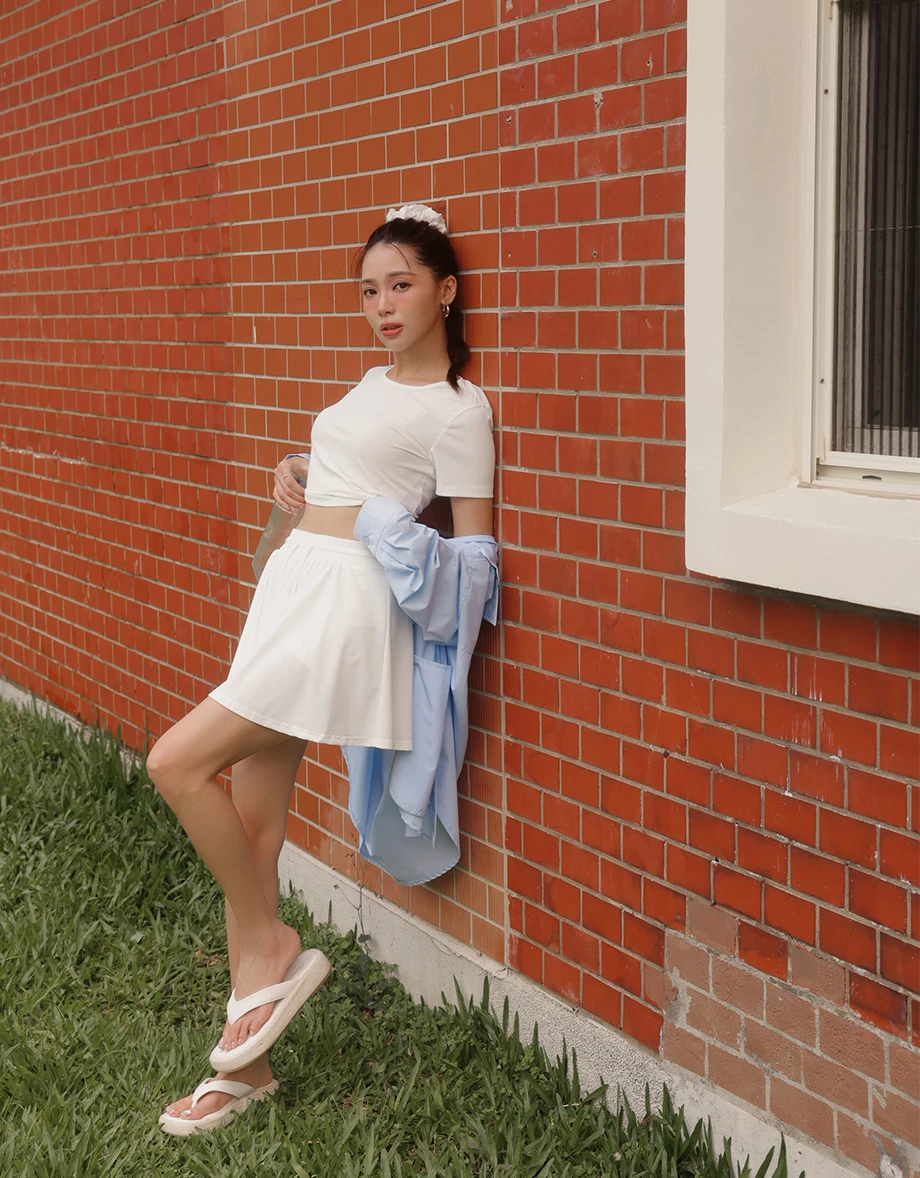 Cooling Fabric Open Back Ribbon Tie Crop Top