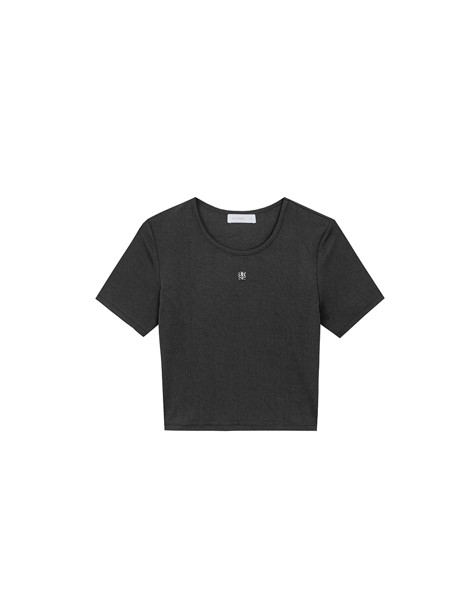 品牌LOGO綴飾合身短TEE