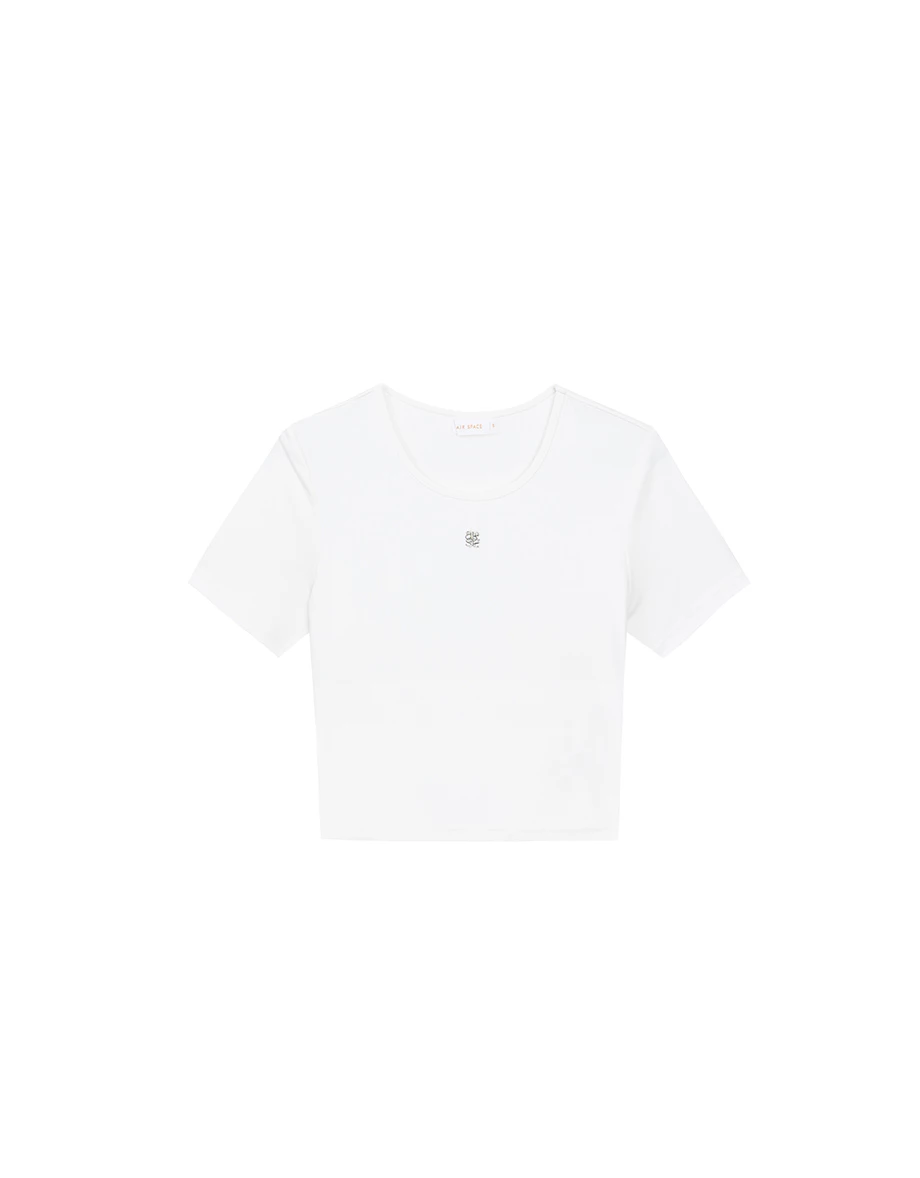 品牌LOGO綴飾合身短TEE