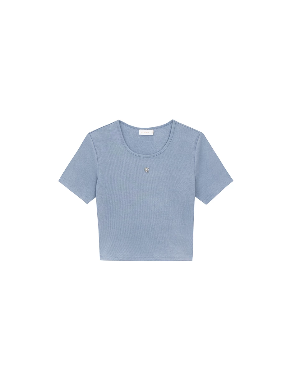 品牌LOGO綴飾合身短TEE