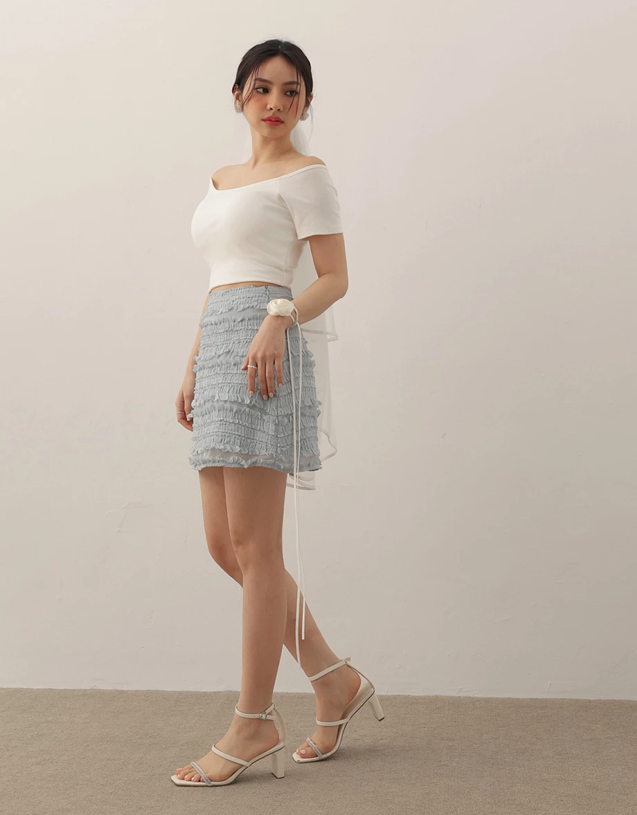 Basic Off Shoulder Stretch Padded Crop Top