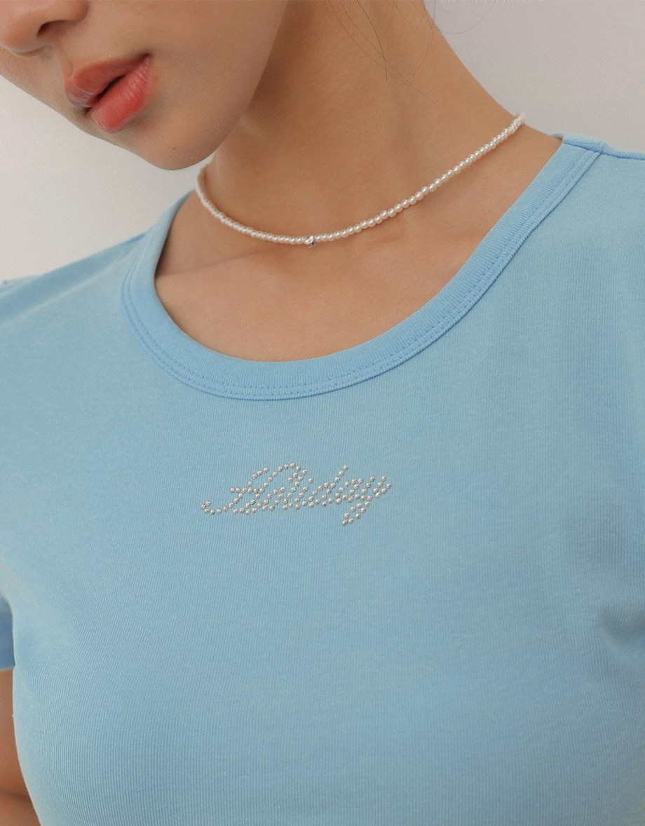 Holiday貼鑽字母短版TEE