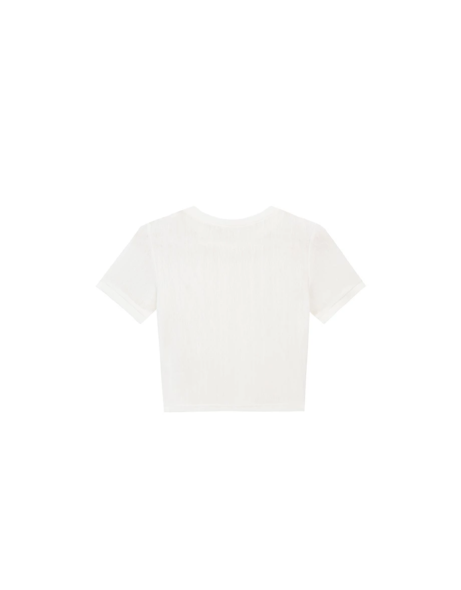 微透肌短袖短版TEE