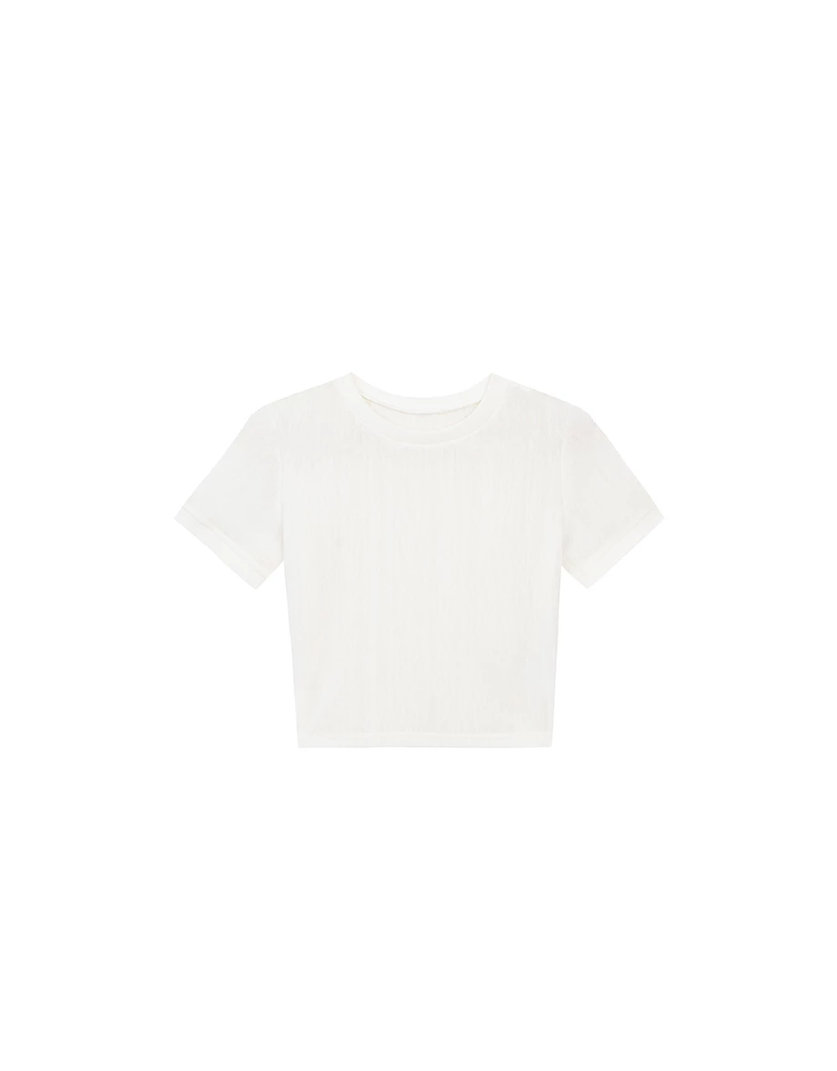 微透肌短袖短版TEE