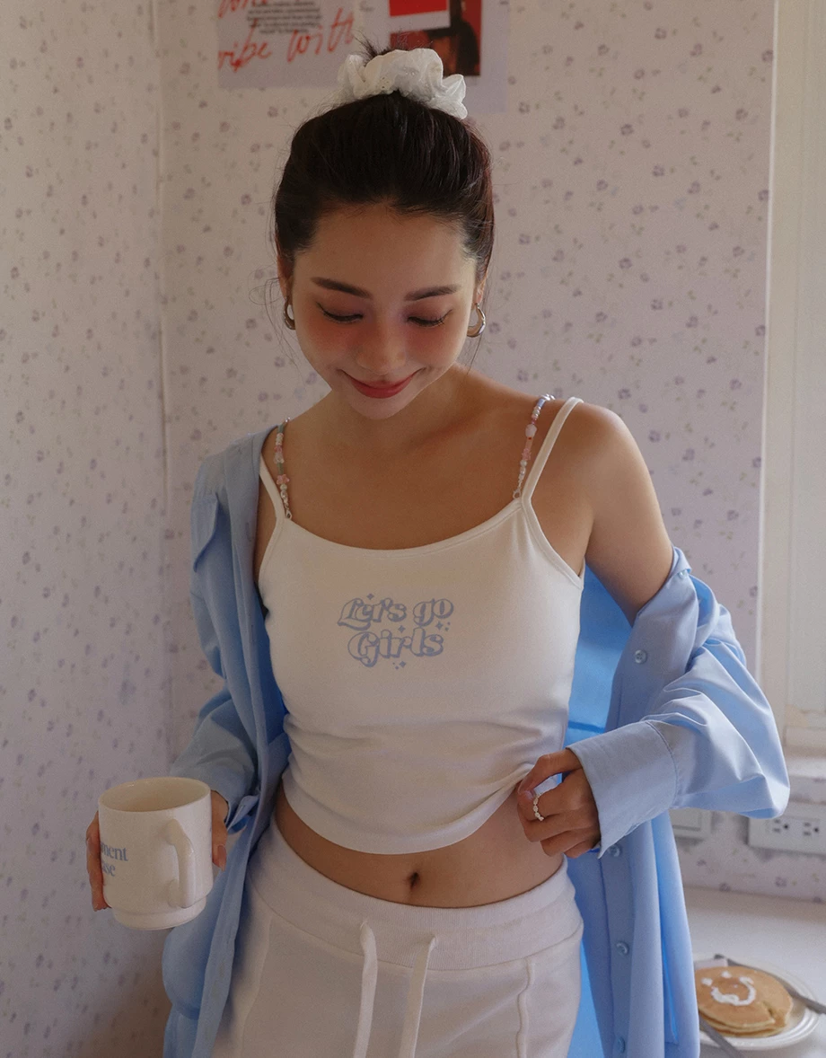 Let's go Girls 串珠細肩帶背心(附胸墊)