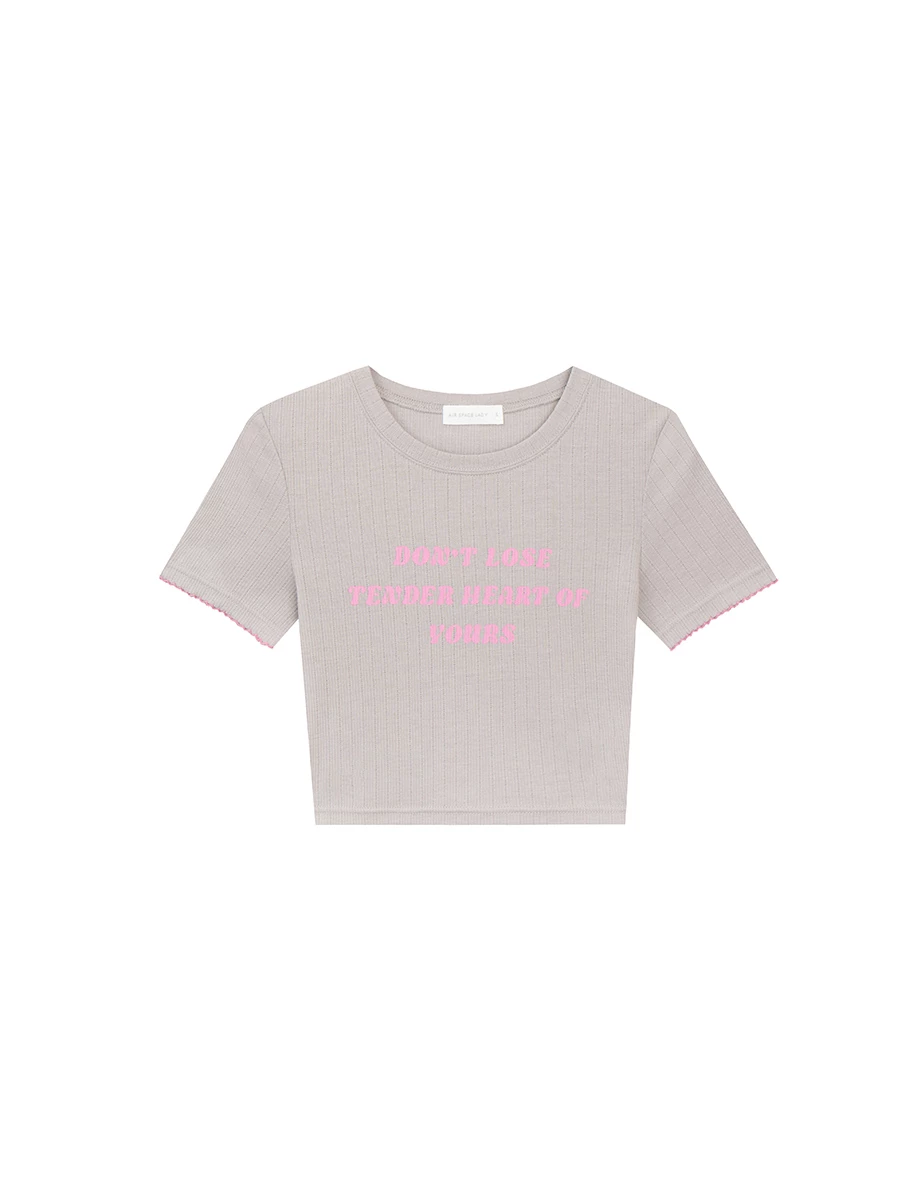 標語羅紋短版TEE