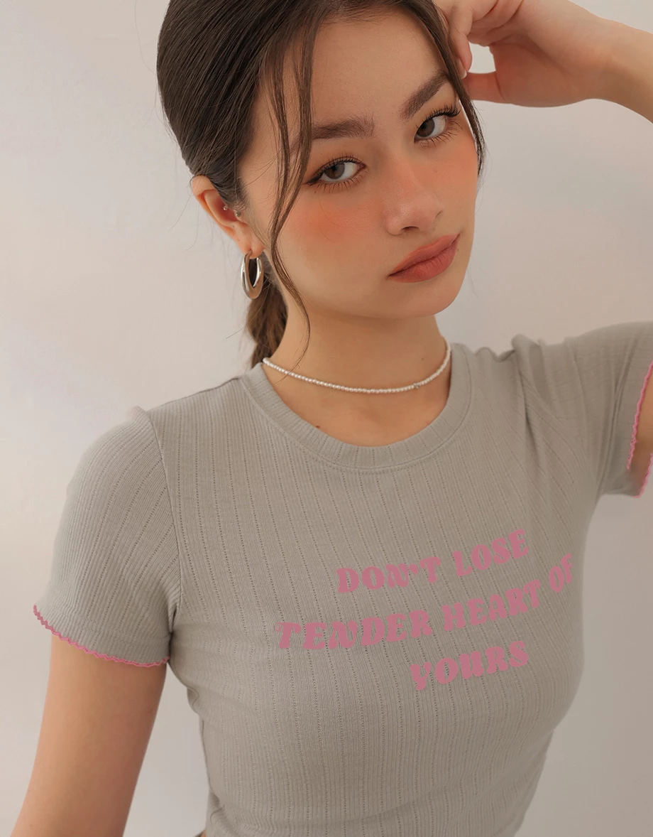 標語羅紋短版TEE