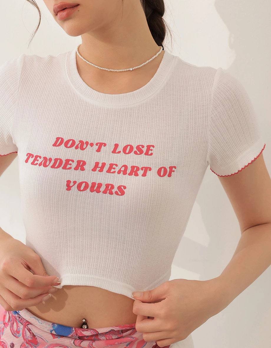 標語羅紋短版TEE