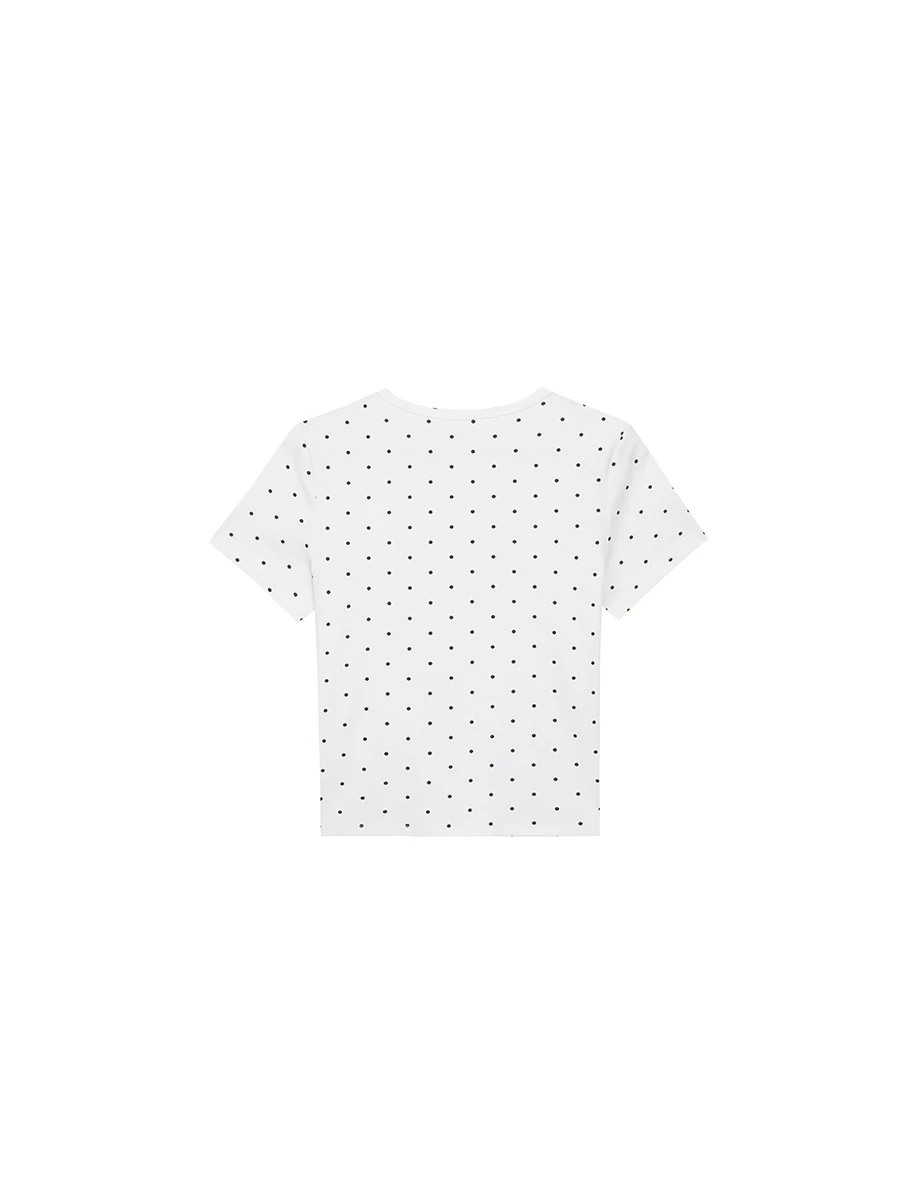 品牌LOGO綴飾圓點合身棉質TEE